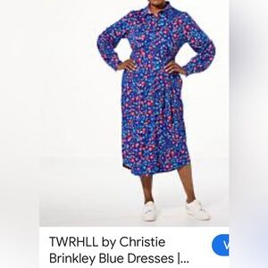 Floral Long Sleeve Dress - Blue and Pink